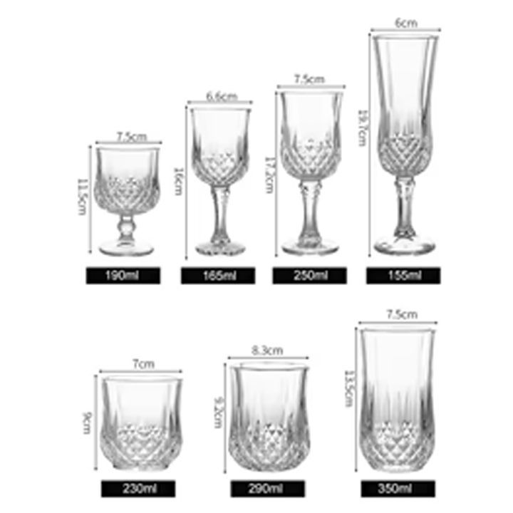 Transparent glass vintage goblet wine glass set red wine goblets glassware wedding