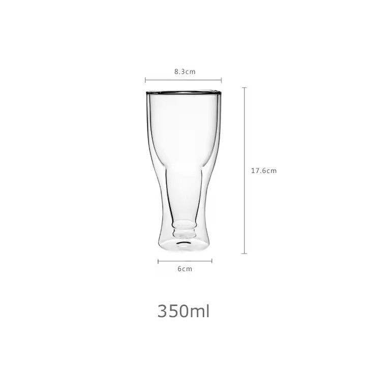 Beer Glasses Clear Double Wall Insulated Pub Mugs Upside Down Design Holds One Full Beer Bottle Freezable Glass for Beer Lovers