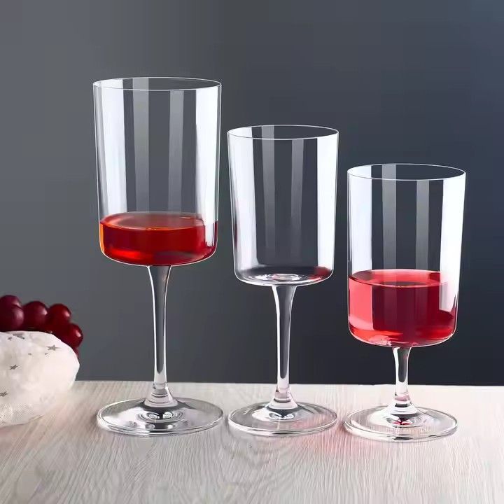 Handmade Thin Crystal Clear High Quality Modern Long Stem Edge Square Red Wine & White Wine Champagne Glasses for Wedding