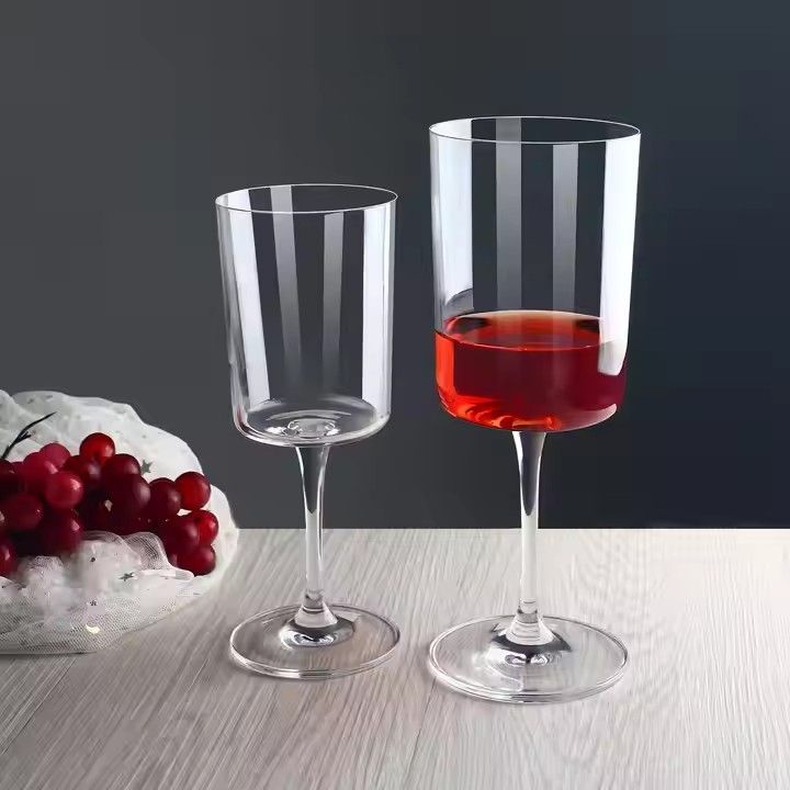 Handmade Thin Crystal Clear High Quality Modern Long Stem Edge Square Red Wine & White Wine Champagne Glasses for Wedding