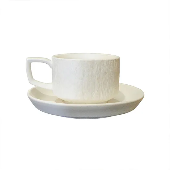 Creative Ceramic Drinkware Ceramics Cappuccino Mug Stone Pattern Ceramic Cup&Saucer