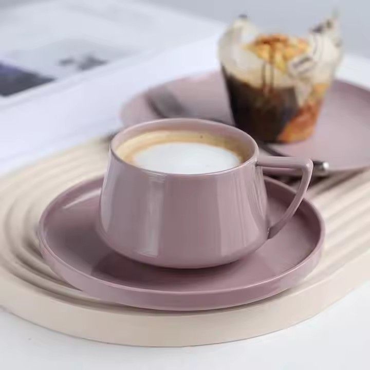 Nordic creative porcelain cup and saucer set home office hot sale ceramic coffee cup set