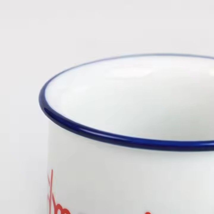 Factory wholesale OEM logo 300ml imitation enamel cup ceramic mug