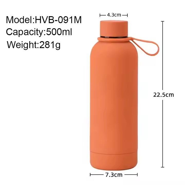 Custom logo drink bottle 500ml stainless steel double wall vacuum flask rubber paint matte sports water bottle