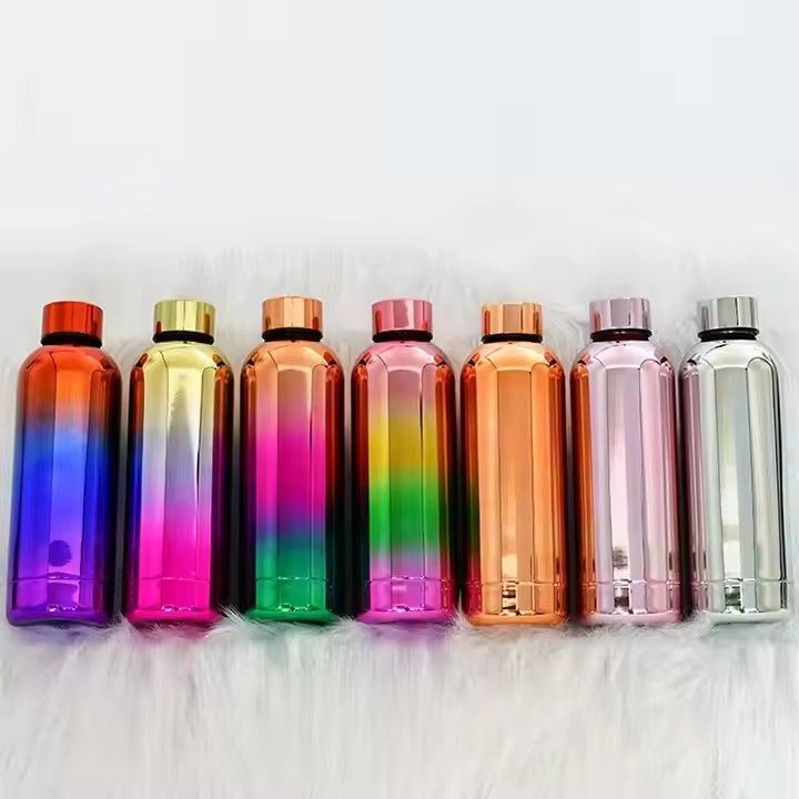 New arrival stainless steel double wall insulated rainbow color flask outdoor water bottle insulated for sports