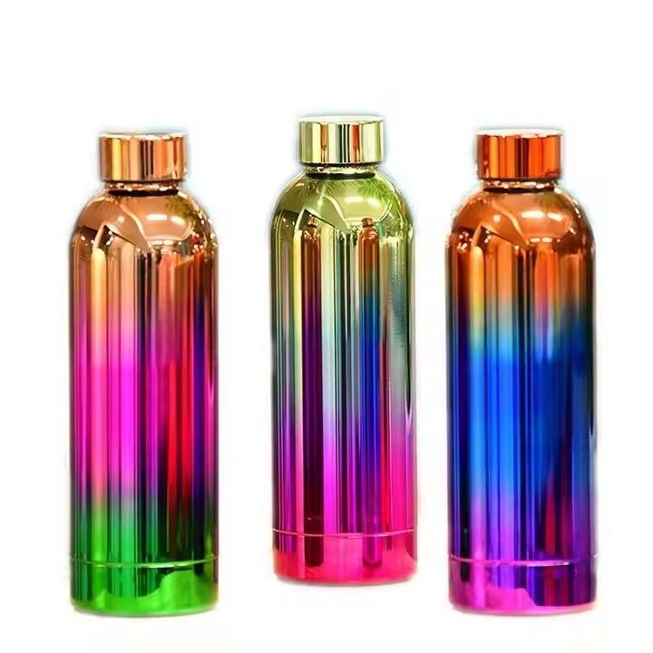 New arrival stainless steel double wall insulated rainbow color flask outdoor water bottle insulated for sports