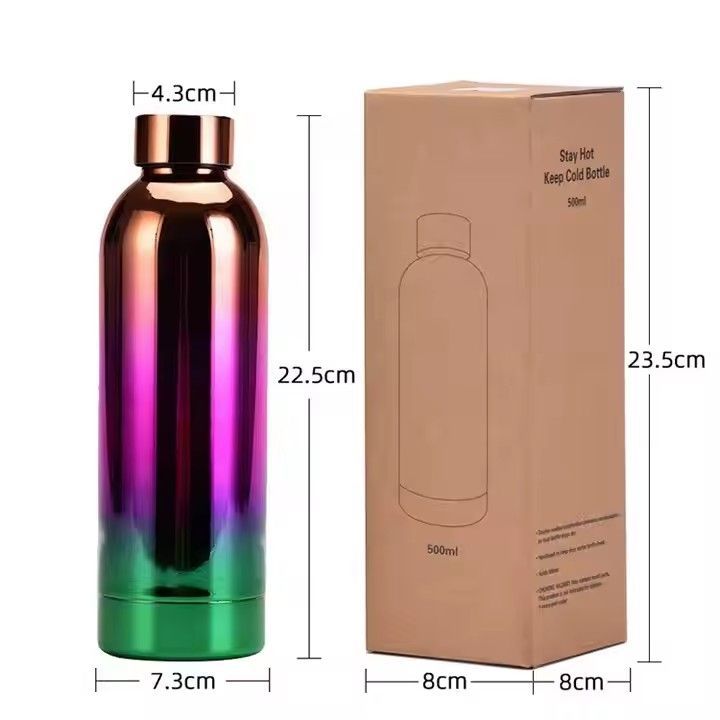 New arrival stainless steel double wall insulated rainbow color flask outdoor water bottle insulated for sports