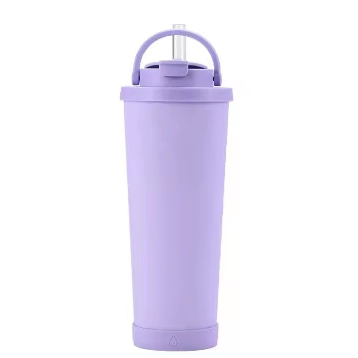 Vacuum cup with straw reusable stainless steel water bottle 830ml simple modern insulated tumbler with lid and straw