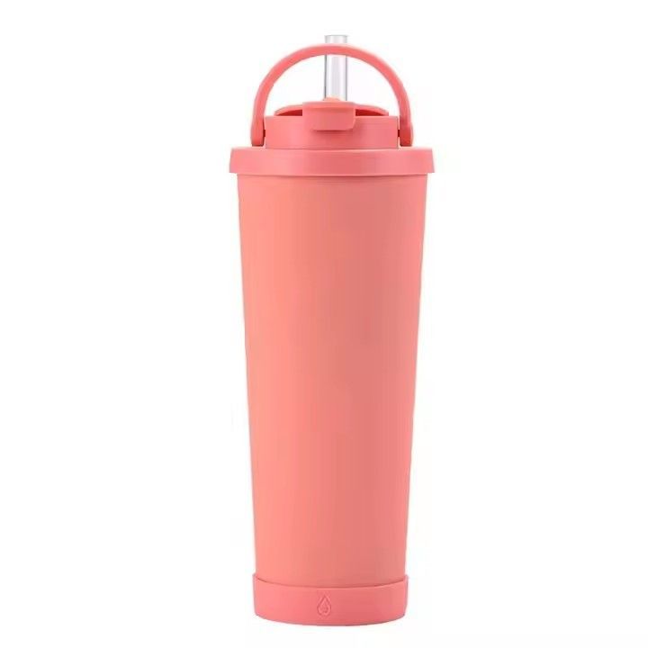 Vacuum cup with straw reusable stainless steel water bottle 830ml simple modern insulated tumbler with lid and straw