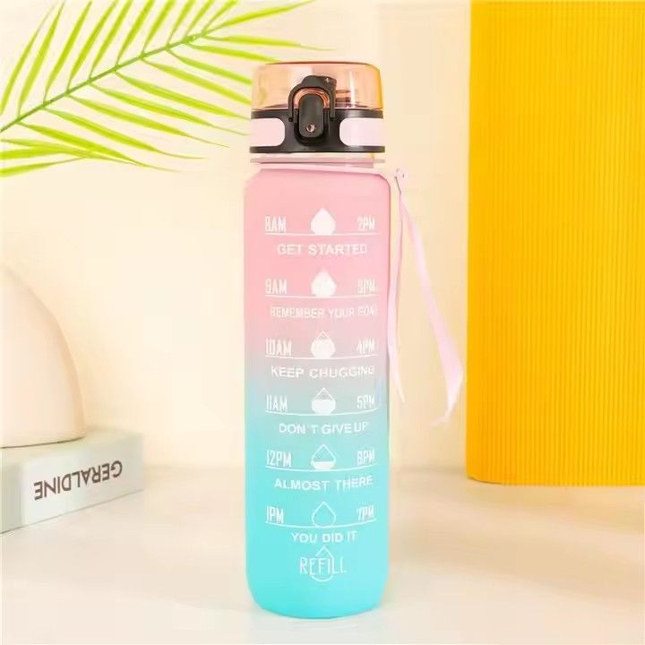 Wholesale 1000ml plastic fitness outdoor sports water bottle with time marker motivational drinking bottles