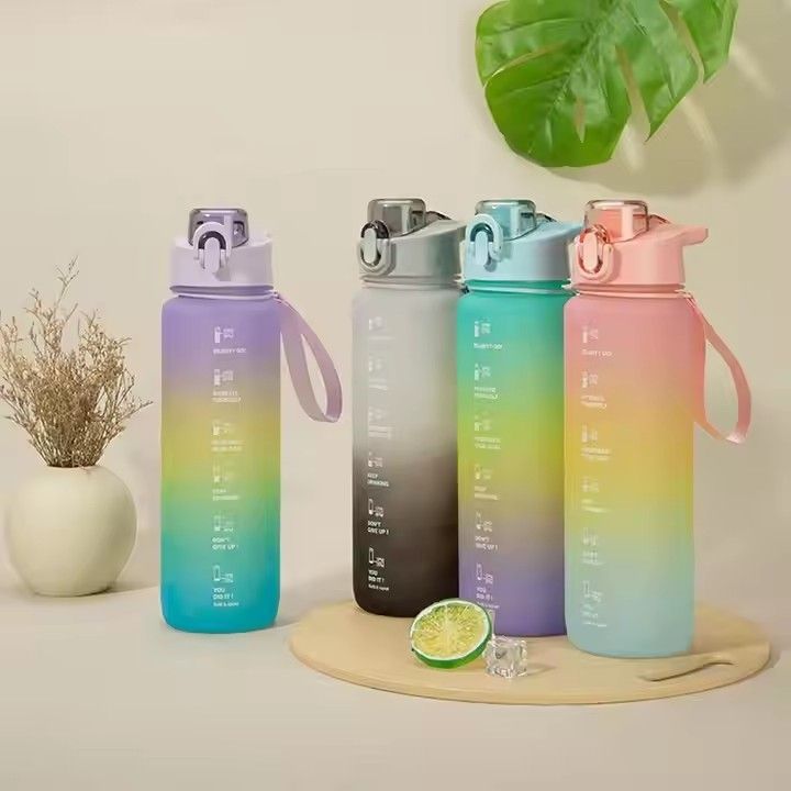 Leak proof non-toxic BPA free frosted drinking bottle gym sports outdoor gradient color water bottles