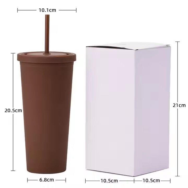 Simple modern reusable double wall BPA free iced coffee cups frosted tumbler plastic cup with straw and lid