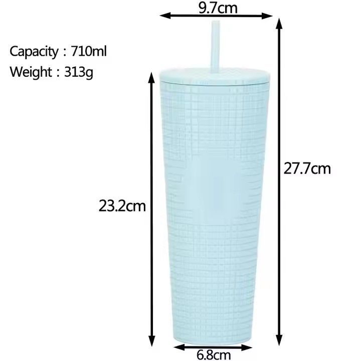 Creative 710ml corn straw cup studded reusable plastic tumbler cups acrylic cups with lids and straws