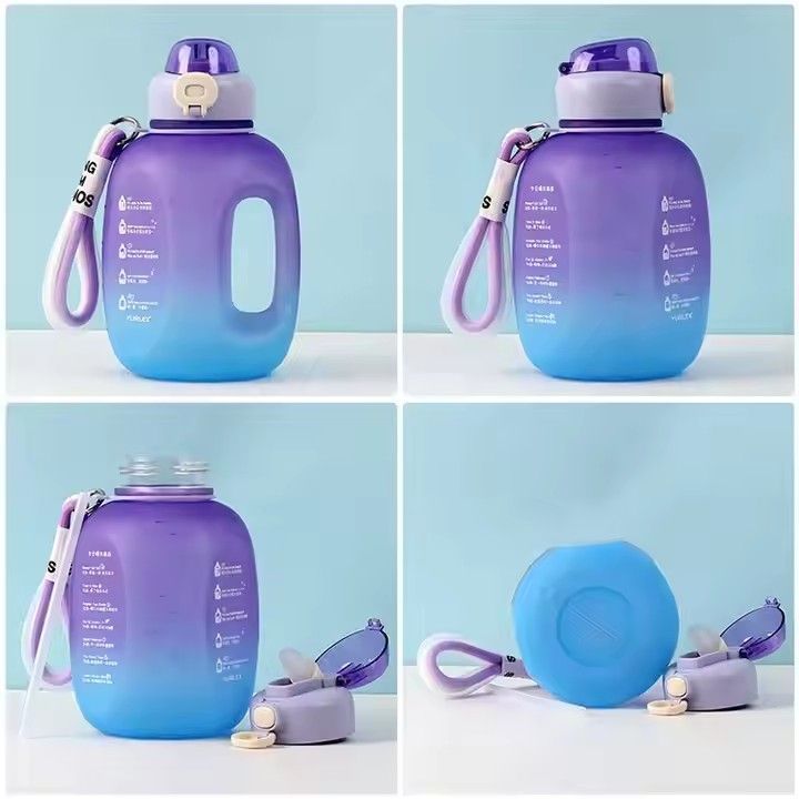 Fitness sports water bottle with handle & strap customized logo 1L 1.5L 2L motivational water bottle