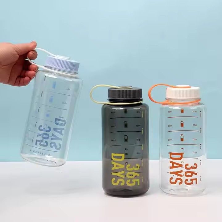 Gym plastic bottle tritan BPA free 1000ml motivational water bottle with time marker