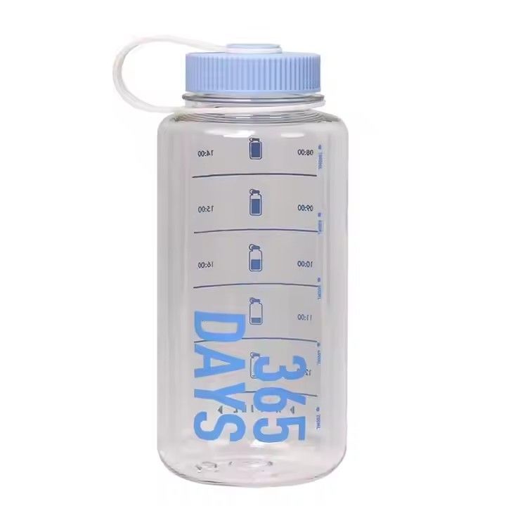 Gym plastic bottle tritan BPA free 1000ml motivational water bottle with time marker