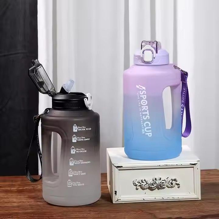 1500ml 50oz leak proof BPA free sport drinking bottle fitness water bottle with straw & time marker