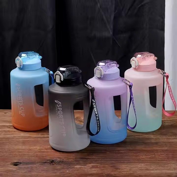 1500ml 50oz leak proof BPA free sport drinking bottle fitness water bottle with straw & time marker