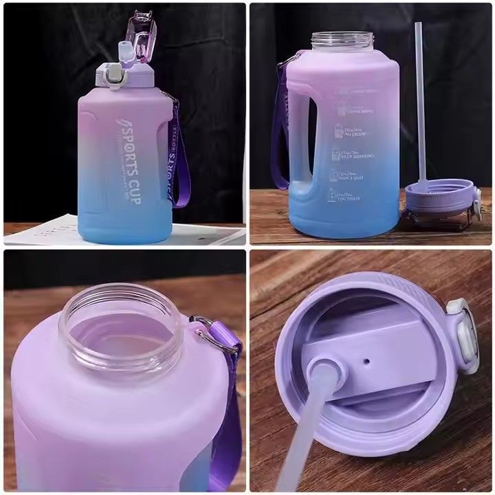 1500ml 50oz leak proof BPA free sport drinking bottle fitness water bottle with straw & time marker