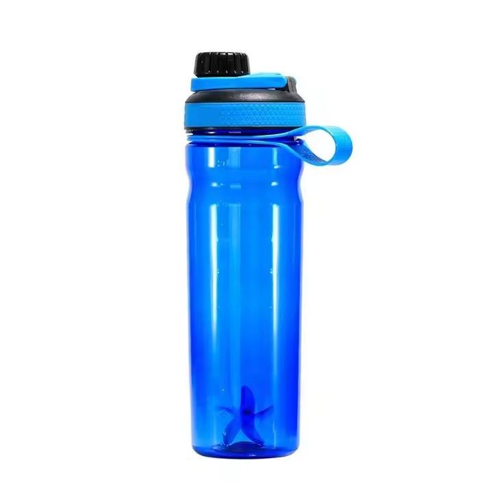 PP 600ml leak-proof clear plastic sports bottle gym protein shaker bottle with mixing ball