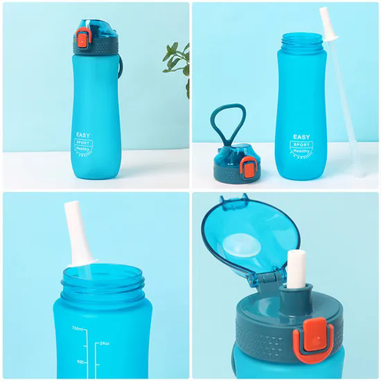 Frosted 800ml Sports Water Bottle Pop-up Lid Plastic Space Cup Water Bottle