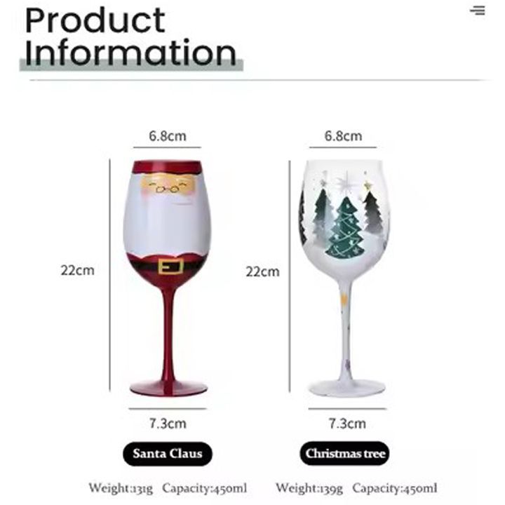 2024 Christmas Decorations Gifts Crystal Christmas Tree Stem Wine Glass Handpainted Goblet