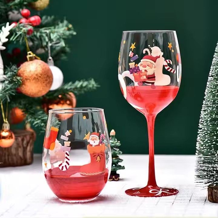 Santa Claus Goblet Wine Glass Kitchen Utensils Water cup Champagne Glasses Bordeaux Christmas Party Cup