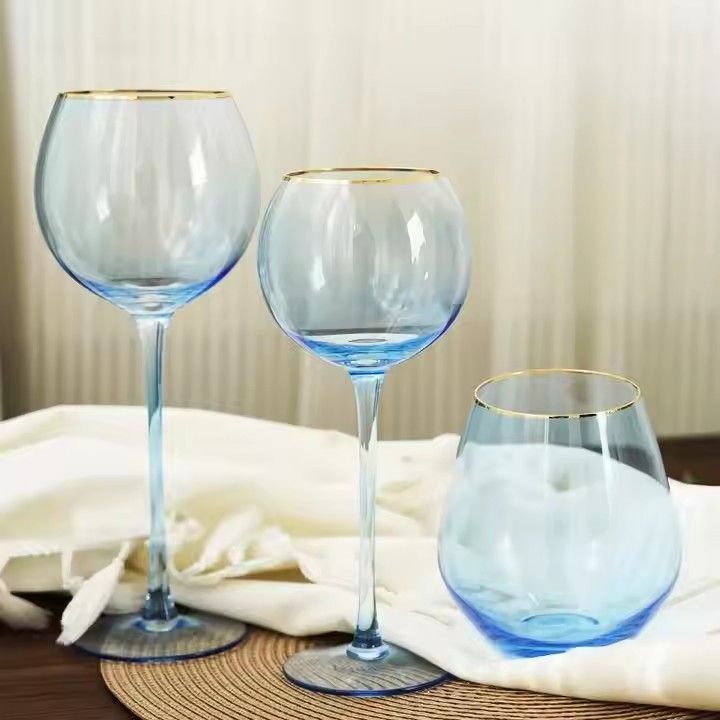 Nordic Vintage Home Party Wedding Decoration Blue Goblet Glasses Multi-purpose Glass Goblet Colored Glass Red Wine Glass Cup