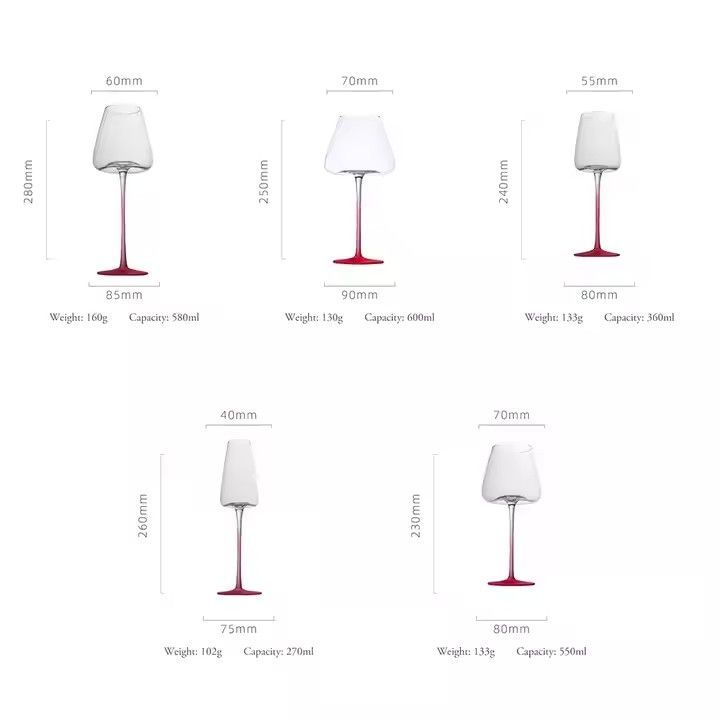 Elegant Lead-free Crystal Glass Wine Glasses Gradient Pink Stem Concave Bottom Goblets