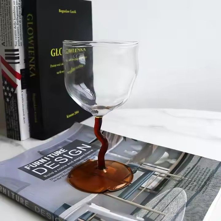 New Design Custom Made Hand Irregular Shape Goblet Red Wine Glass