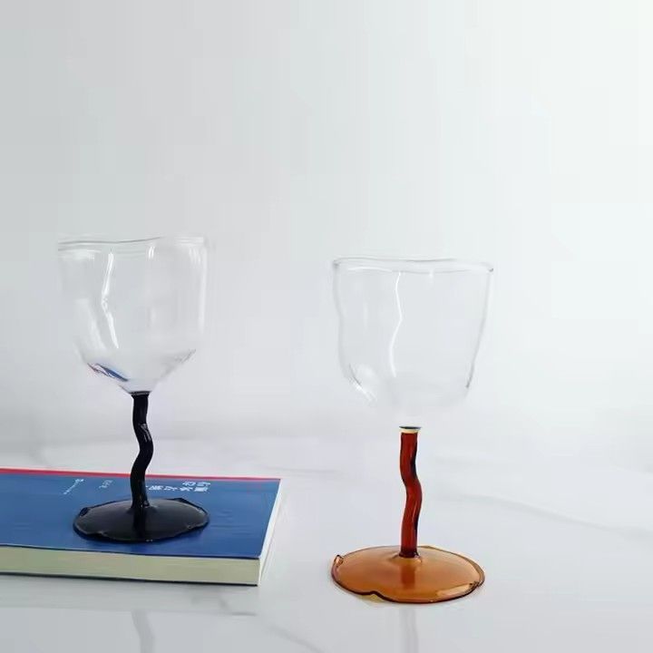 New Design Custom Made Hand Irregular Shape Goblet Red Wine Glass