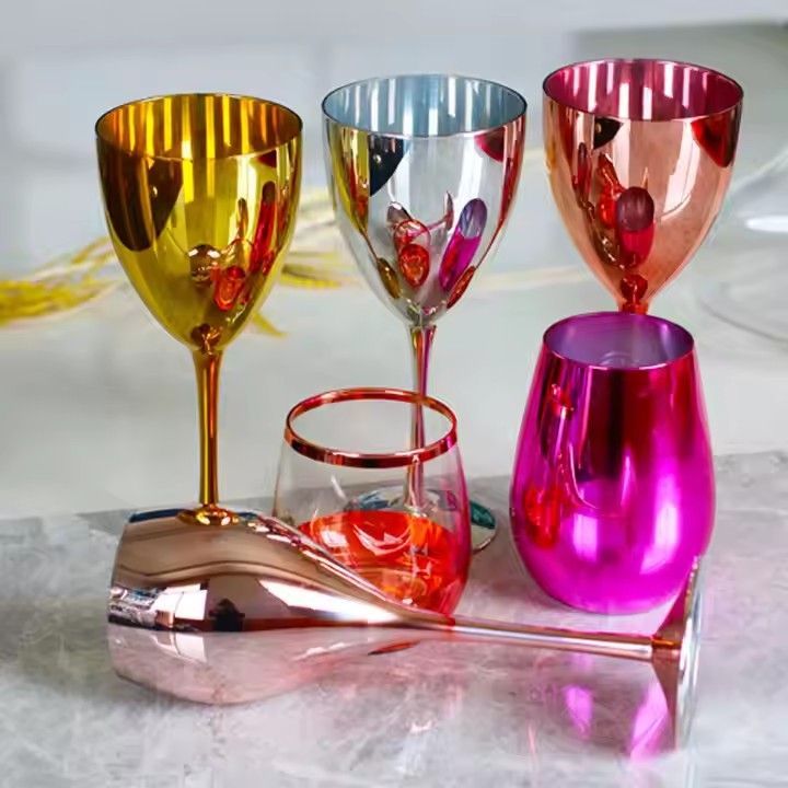 Hot selling European lead free crystal electroplated champagne flute goblet red wine glass