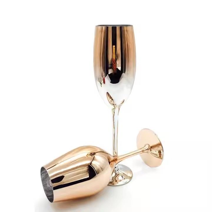 Hot selling European lead free crystal electroplated champagne flute goblet red wine glass