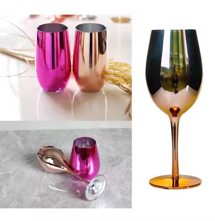 Hot selling European lead free crystal electroplated champagne flute goblet red wine glass