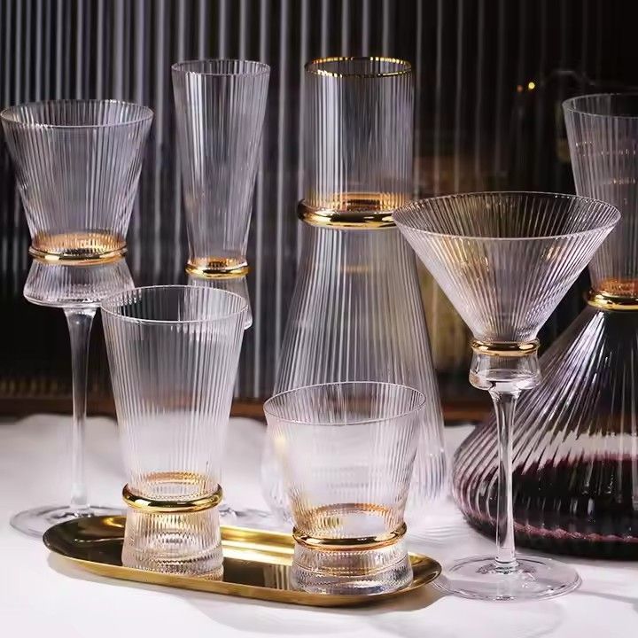 OEM Creative glass Cups Wholesale Decoration With Gold Party wine Cups set Mugs