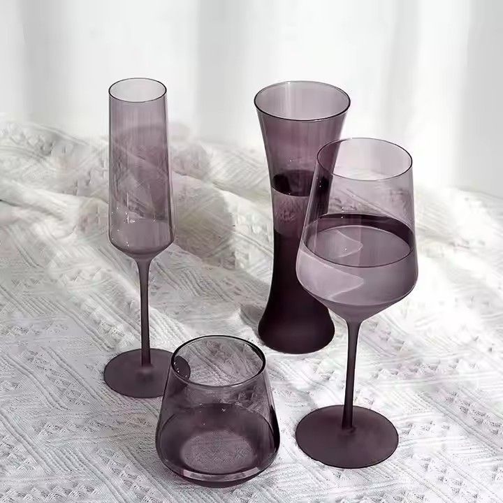 High-grade crystal red wine glass high color value light luxury wine set purple simple glass goblet