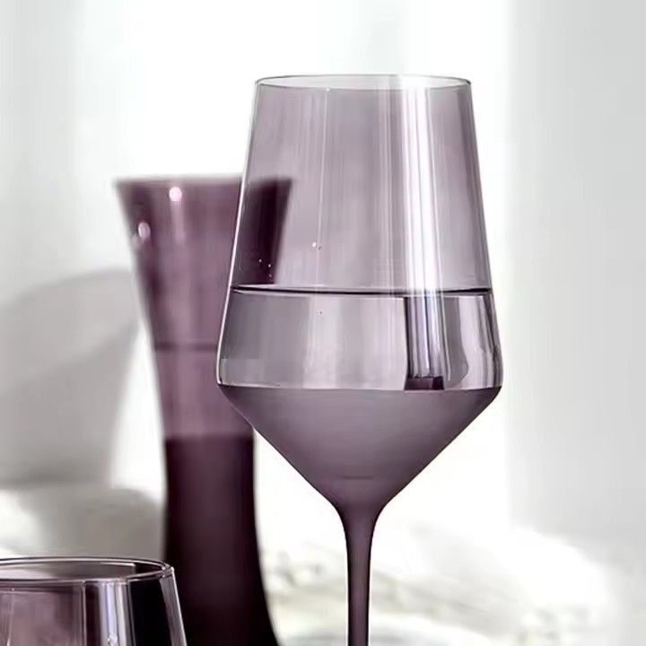 High-grade crystal red wine glass high color value light luxury wine set purple simple glass goblet