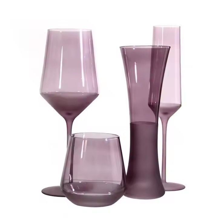 High-grade crystal red wine glass high color value light luxury wine set purple simple glass goblet