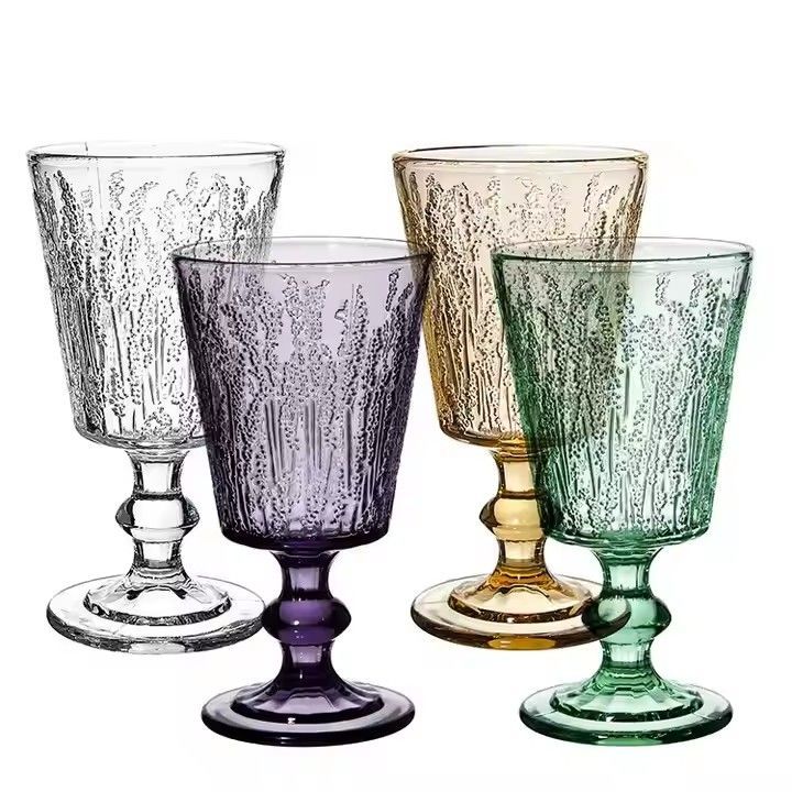 Medieval glass Press Color Lavender Purple Glass Gift Thickened tall creative red wine glass