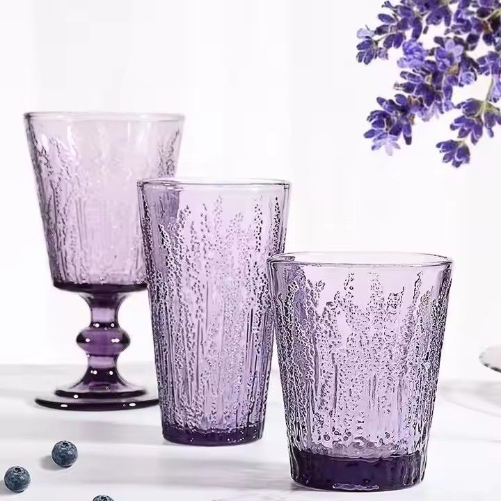 Medieval glass Press Color Lavender Purple Glass Gift Thickened tall creative red wine glass