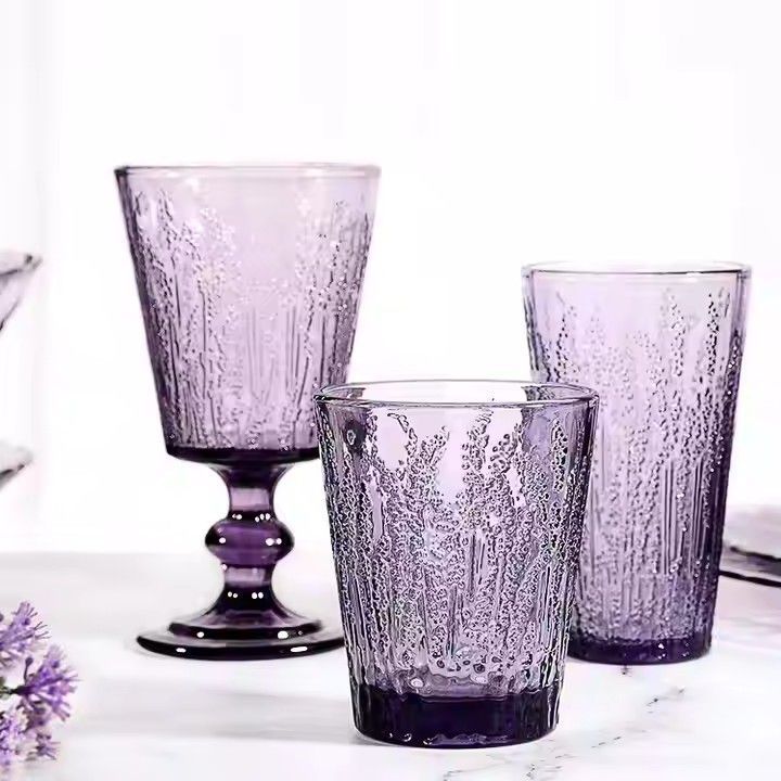 Medieval glass Press Color Lavender Purple Glass Gift Thickened tall creative red wine glass