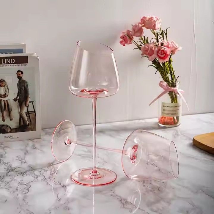 Large Red Wine Glasses Slanted Rim Wine Glass with Long Stems Drinking Crystal Wine Glasses