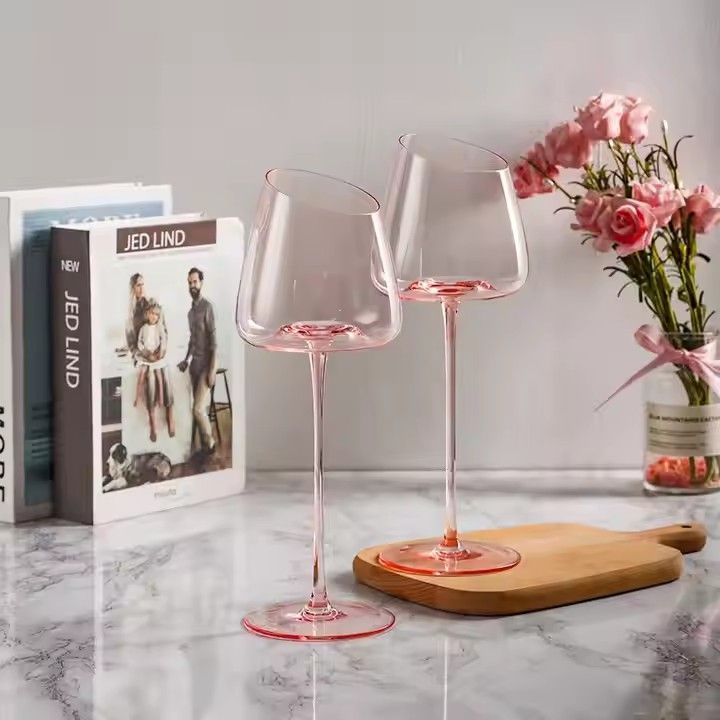 Large Red Wine Glasses Slanted Rim Wine Glass with Long Stems Drinking Crystal Wine Glasses