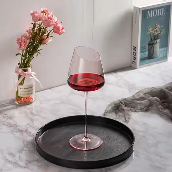 Large Red Wine Glasses Slanted Rim Wine Glass with Long Stems Drinking Crystal Wine Glasses