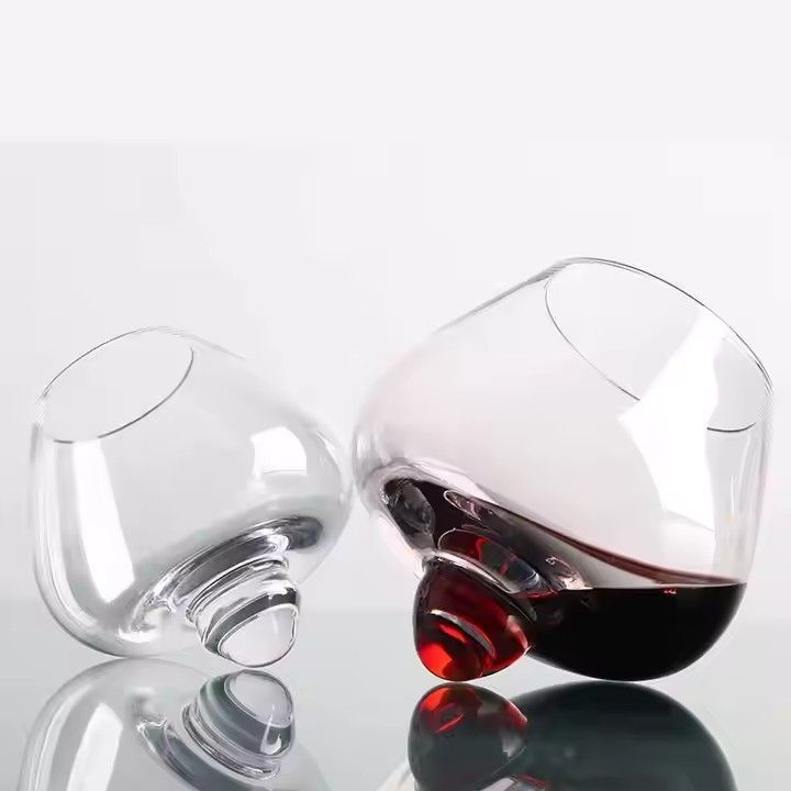 Wholesale Creative Personality Whiskey Tumbler Wine Glass Stemless Red Wine Glass Crystal Wine Rotating Glass