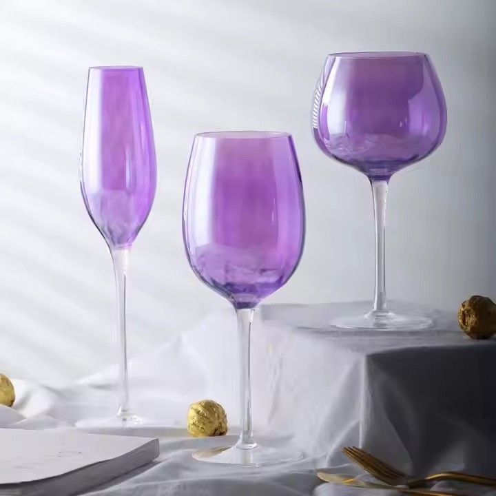 Luxury Wholesale Purple Style Colorful Crystal Wine Glasses Set Wine Glass Set Whisky Red Wine Glasses