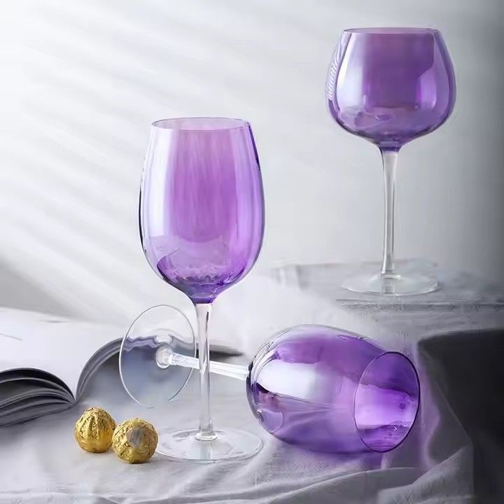 Luxury Wholesale Purple Style Colorful Crystal Wine Glasses Set Wine Glass Set Whisky Red Wine Glasses