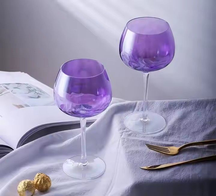 Luxury Wholesale Purple Style Colorful Crystal Wine Glasses Set Wine Glass Set Whisky Red Wine Glasses