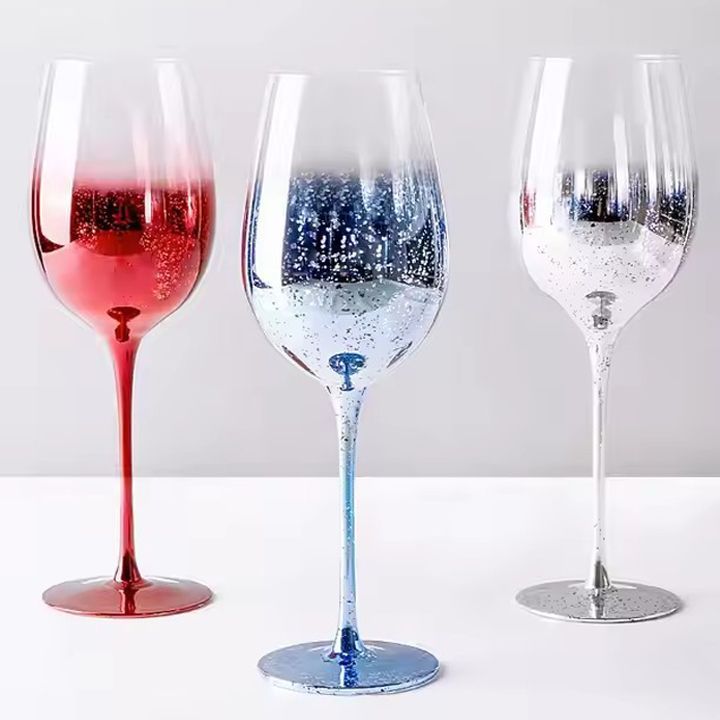 Gradient Blue Wedding Wine Champagne Glasses Creative blue bottom sparkling wine with tall glass wine glass