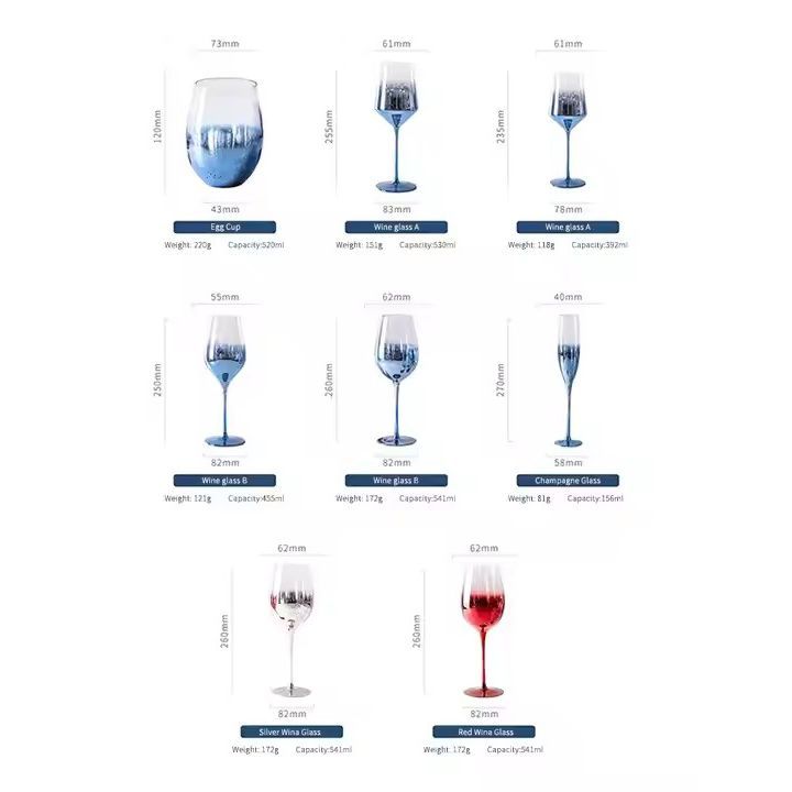 Gradient Blue Wedding Wine Champagne Glasses Creative blue bottom sparkling wine with tall glass wine glass